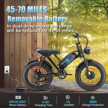 Electric Bike for Adults, Up to 80/110KM Range & 45KM/H Speed, 2000W Peak Motor 7 Speed Gearing with All-Terrain 4.0" Fat Tires E Bike, Electric Dirt Bike, Full Suspension City Bicycles for Outdoor