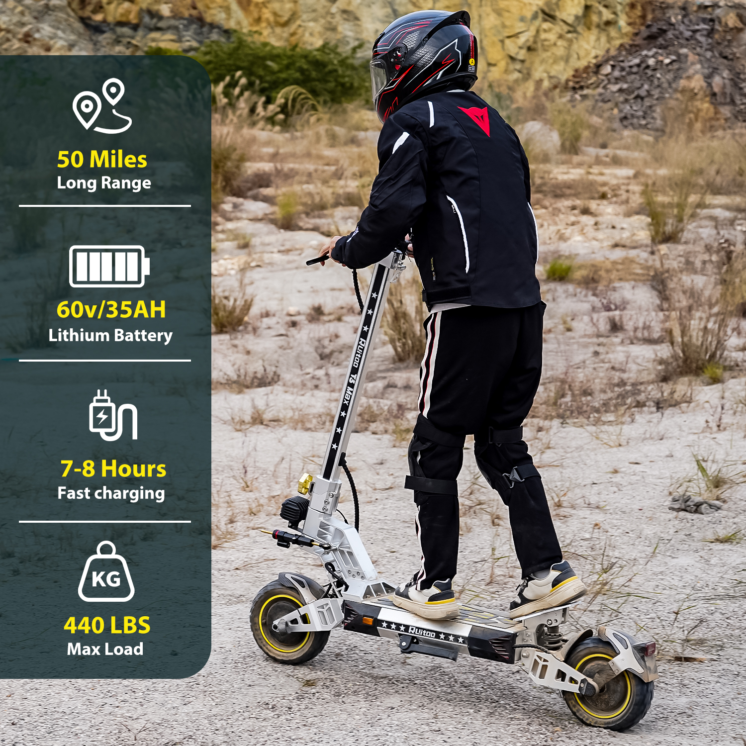 Electric Scooter for Adults 5600W Power Dual Motor Top Speed 50 MPH 50 Miles Range 60V/35AH Lithium Battery 10.5 Off Road Tire Sport E-Scooter for Daily Commuting with Steering Damper (UL 2272tested)