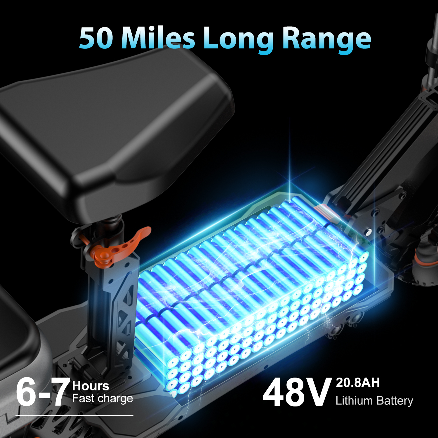 Electric Scooter Adults, 1600 W Motor Up to 35 Mph & 50 Miles Range, 48V 20.8AH Battery, 11" Off Road Tire Folding E-Scooter, Kick Scooter with Detachable Seat for Commuter Outdoor