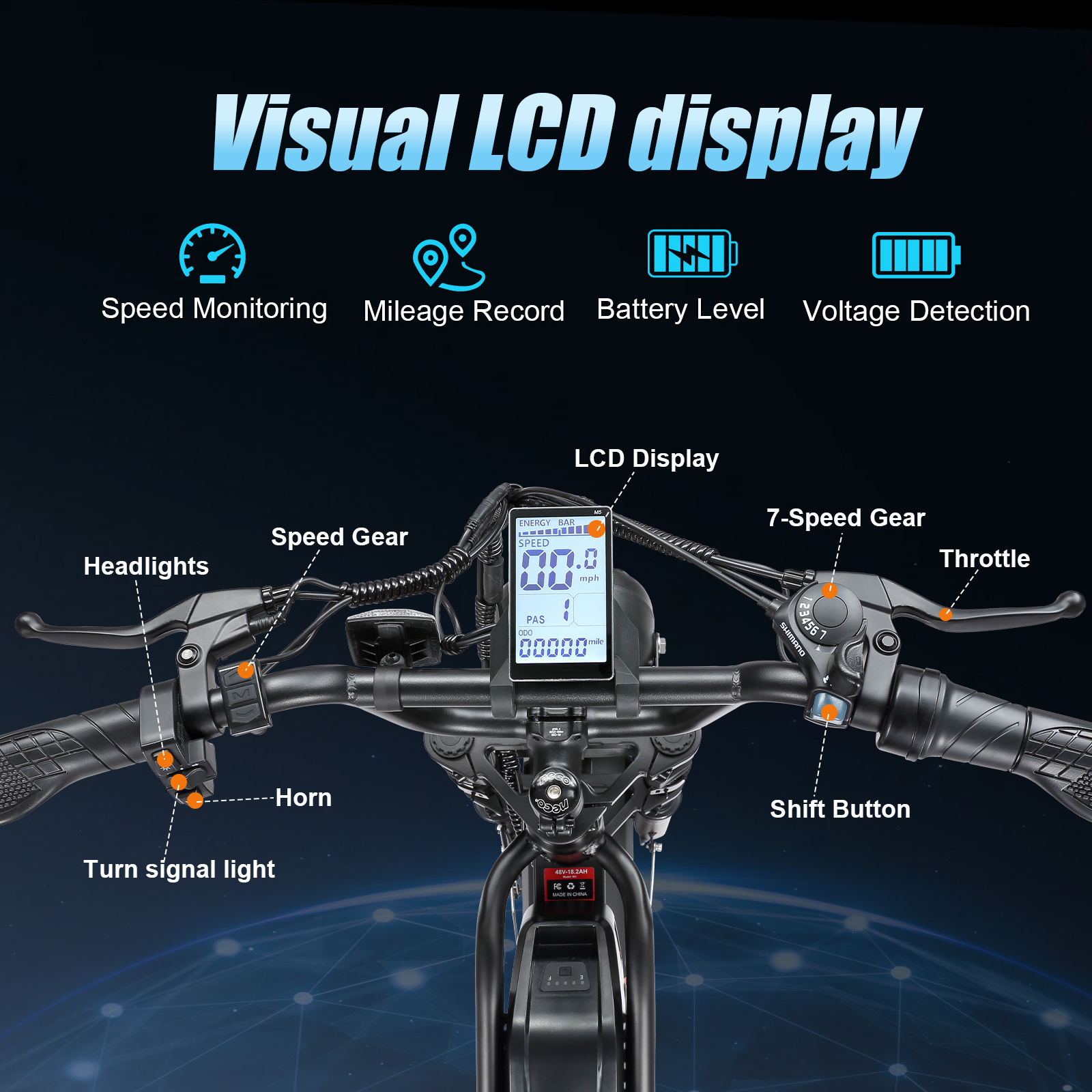 Electric Bike for Adults, Up to 80/110KM Range & 45KM/H Speed, 2000W Peak Motor 7 Speed Gearing with All-Terrain 4.0" Fat Tires E Bike, Electric Dirt Bike, Full Suspension City Bicycles for Outdoor