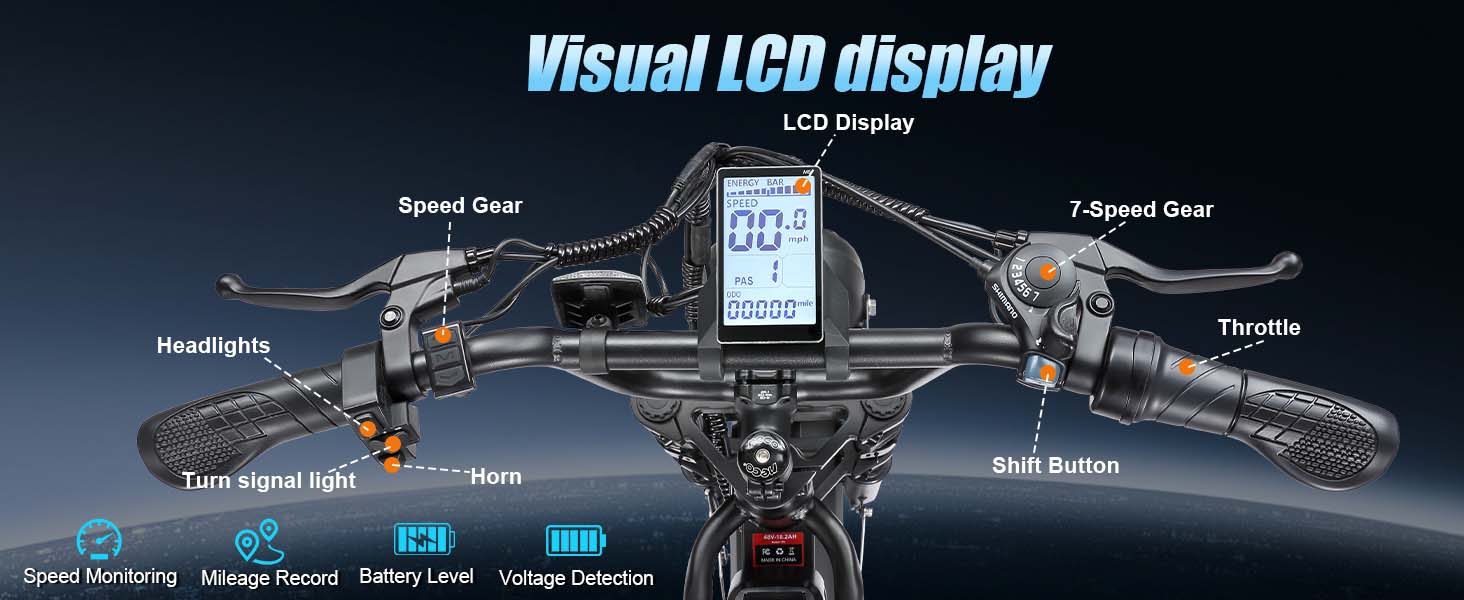 Electric Bike for Adults, Up to 80/110KM Range & 45KM/H Speed, 2000W Peak Motor 7 Speed Gearing with All-Terrain 4.0" Fat Tires E Bike, Electric Dirt Bike, Full Suspension City Bicycles for Outdoor