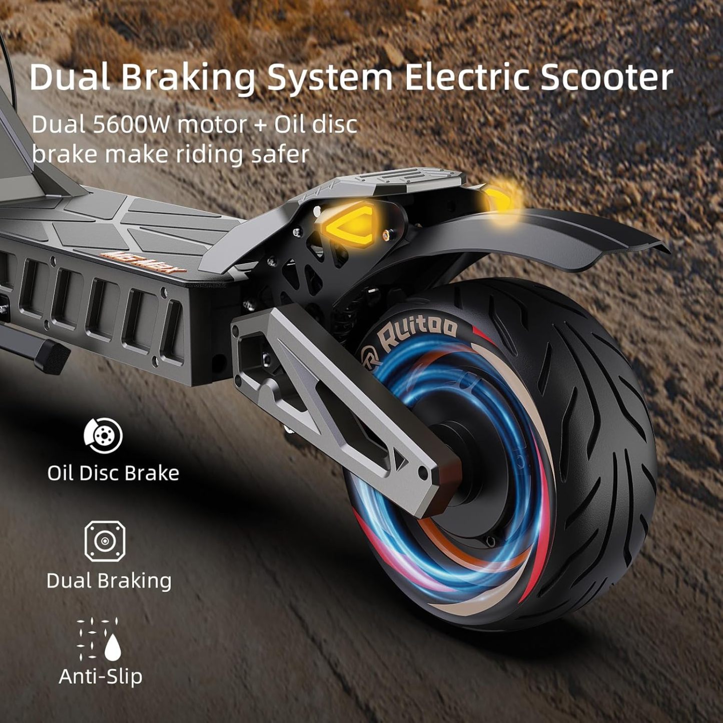 5600W Electric Scooter Adults, Dual Motors Up to 50 MPH 50 Miles Range 60V/27AH Lithium Battery 11" Off Road Tires Heavy Duty Sport Escooter with Steering Damper 440lbs Max Loading, UL-2272 Certified