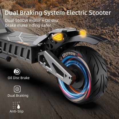 5600W Electric Scooter Adults, Dual Motors Up to 50 MPH 50 Miles Range 60V/27AH Lithium Battery 11" Off Road Tires Heavy Duty Sport Escooter with Steering Damper 440lbs Max Loading, UL-2272 Certified