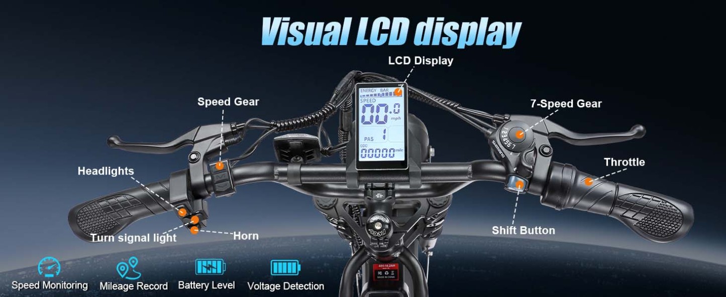 Electric Bike for Adults, Up to 80/110KM Range & 45KM/H Speed, 2000W Peak Motor 7 Speed Gearing with All-Terrain 4.0" Fat Tires E Bike, Electric Dirt Bike, Full Suspension City Bicycles for Outdoor