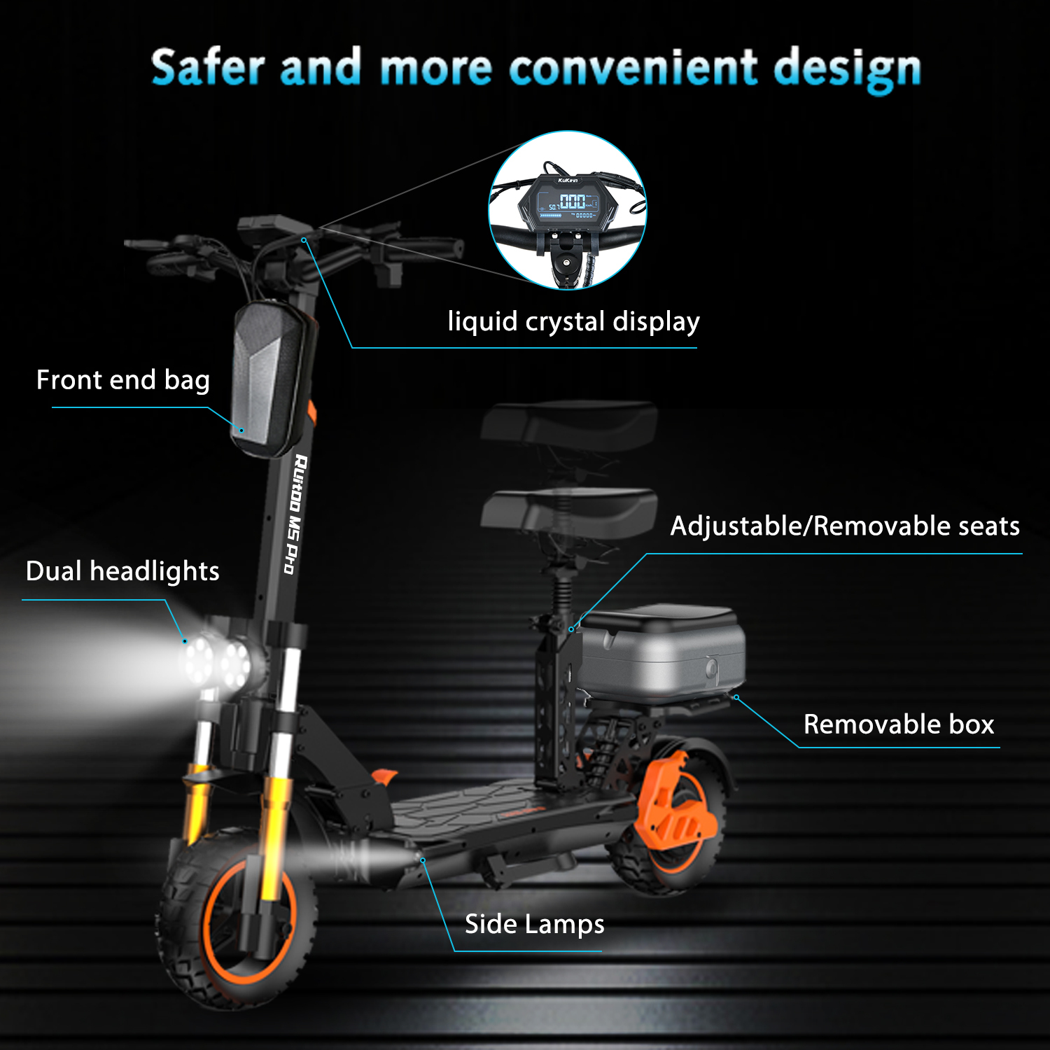 Electric Scooter Adults, 1600 W Motor Up to 35 Mph & 50 Miles Range, 48V 20.8AH Battery, 11" Off Road Tire Folding E-Scooter, Kick Scooter with Detachable Seat for Commuter Outdoor