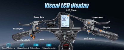 Electric Bike for Adults, Up to 80/110KM Range & 45KM/H Speed, 2000W Peak Motor 7 Speed Gearing with All-Terrain 4.0" Fat Tires E Bike, Electric Dirt Bike, Full Suspension City Bicycles for Outdoor