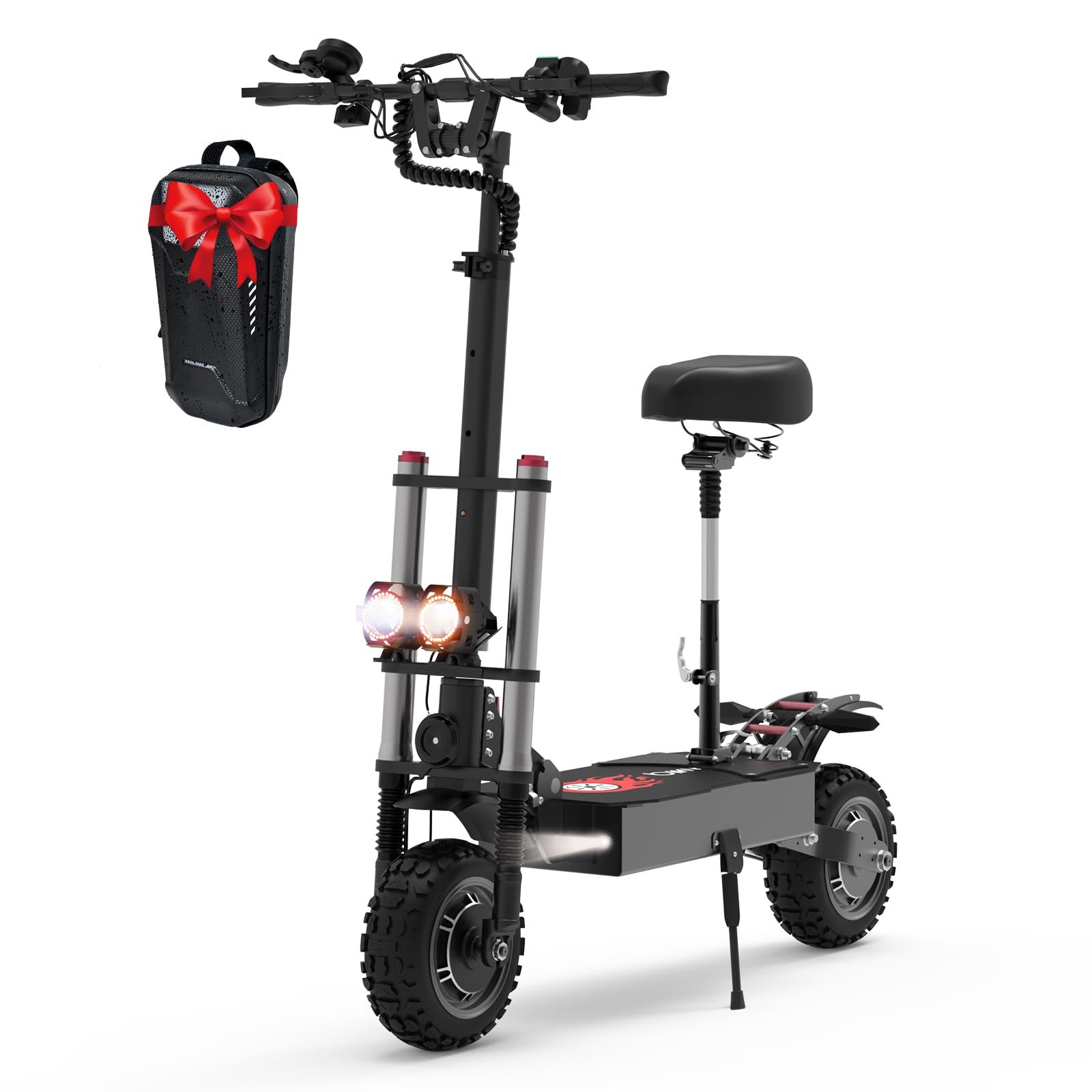 Electric Scooter Adults 50mph, 38.4Ah/28Ah Rechargeable Battery,5600W Dual Motor, 60/48 Miles Range 11IN Off Road Tire Folding E-Scooter with seat, Up to 50° Climbing Limit, 440LBS Max Load