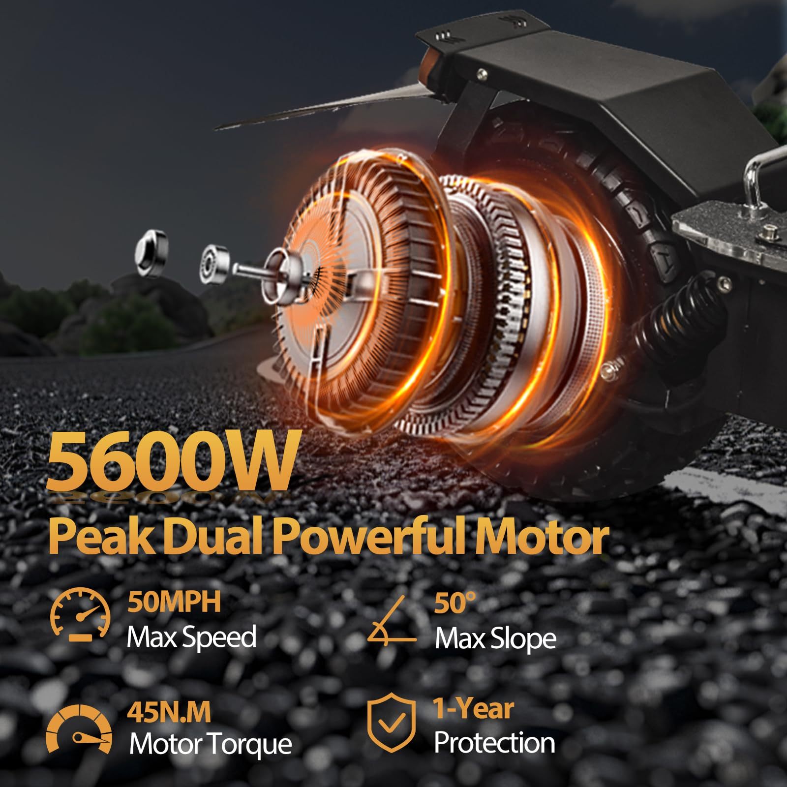 Electric Scooter for Adults, 5600W Dual Motors Up to 50 MPH, Electric Scooter Adults Range 50 Miles, 60V 27Ah Large Capacity Battery,11" Off Road Tires Scooter with Detachable Seat Max Load