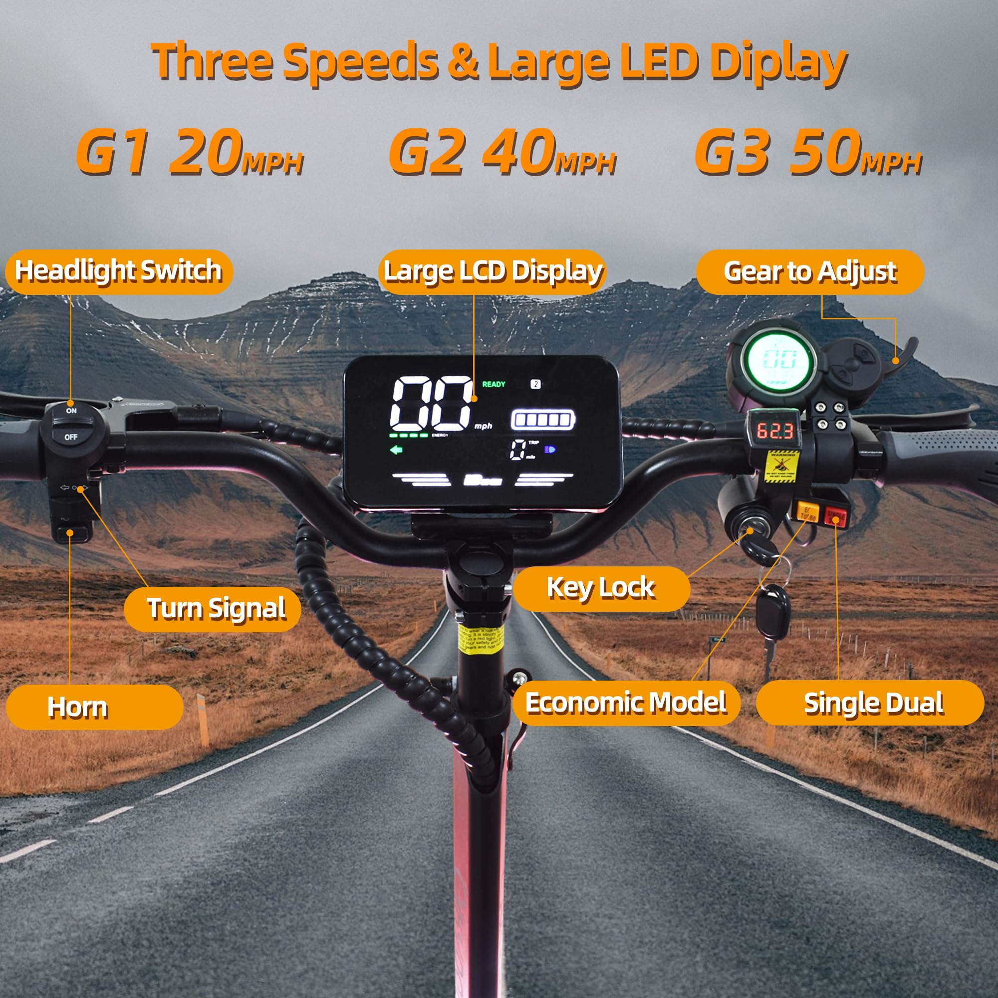 Electric Scooter for Adults, 5600W Dual Motors Up to 50 MPH, Electric Scooter Adults Range 50 Miles, 60V 27Ah Large Capacity Battery,11" Off Road Tires Scooter with Detachable Seat Max Load