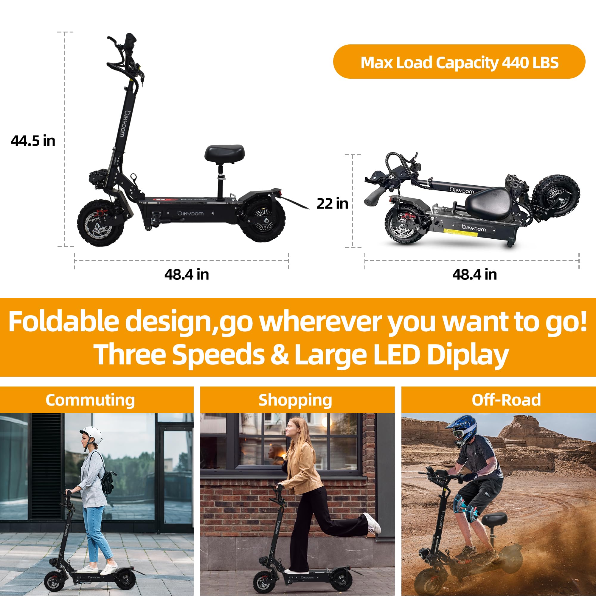 Electric Scooter for Adults, 5600W Dual Motors Up to 50 MPH, Electric Scooter Adults Range 50 Miles, 60V 27Ah Large Capacity Battery,11" Off Road Tires Scooter with Detachable Seat Max Load