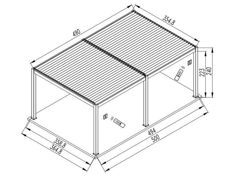 Eclipse 5 X 3.5m LED Motorised Pergola | Free Standing-Garden Furniture Centre-Free Install,HighRange,Free Standing,Gazebos,Metal Gazebos,Eclipse Louvered Roof Gazebo Range,Eclipse Range Ranges,Eclipse Range-{collection_title}