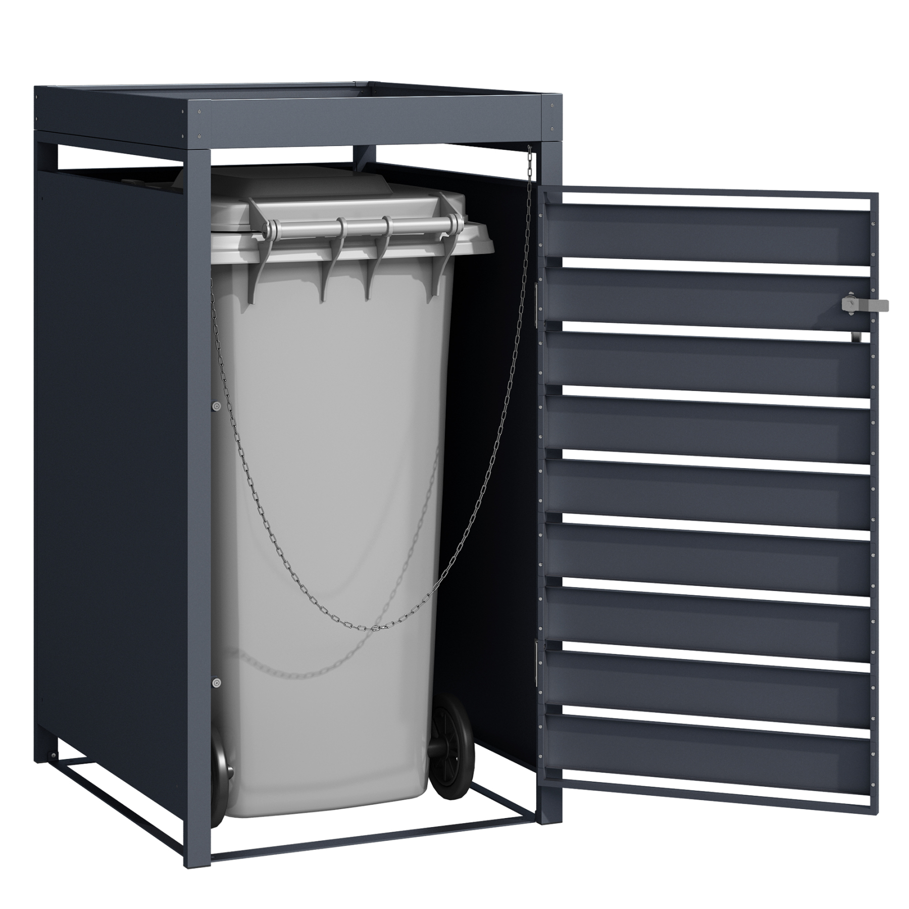 Galvanized Steel Wheelie Bin Cover With Planters | Single