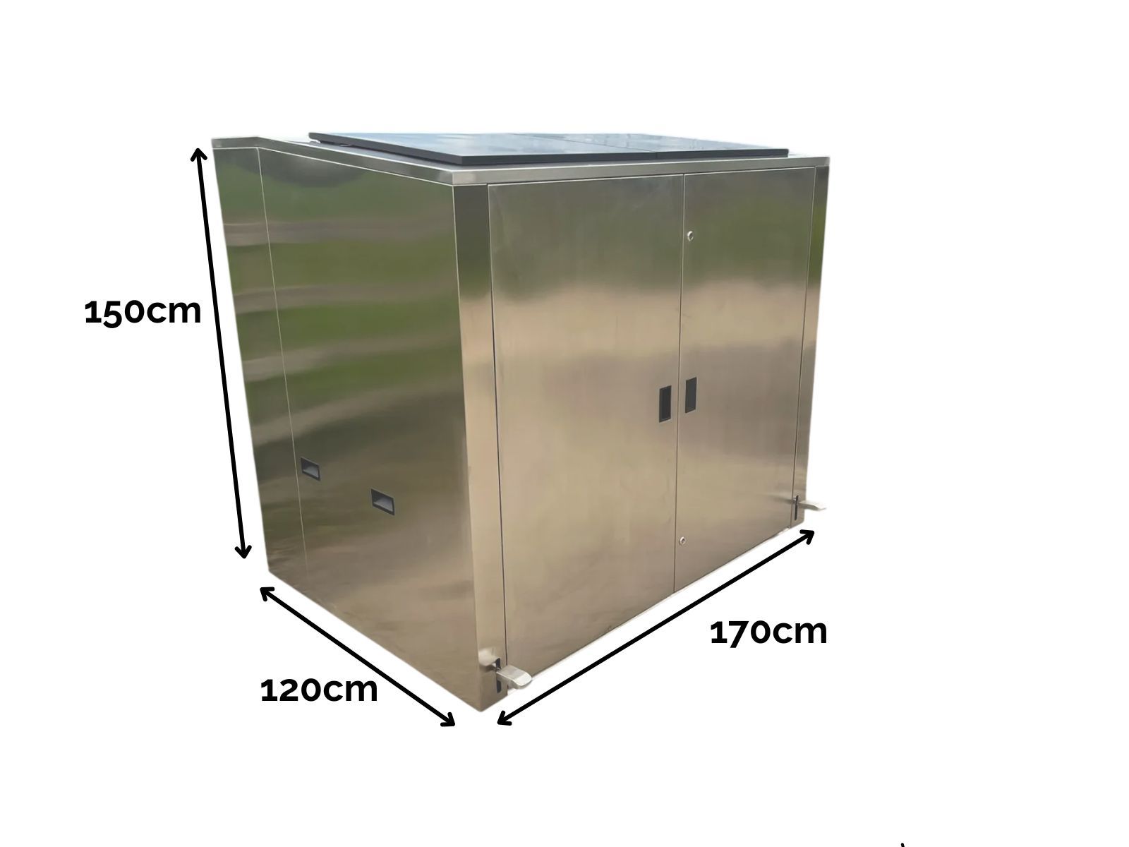 Stainless Steel Outdoor Wheelie Bin Storage Unit with Pedal Lid | 1100L