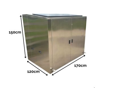 Stainless Steel Outdoor Wheelie Bin Storage Unit with Pedal Lid | 1100L