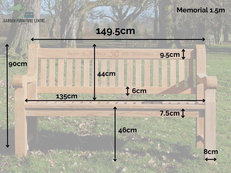 Memorial Bench 1.5m-Garden Furniture Centre-MidInstock,instock,MidRange,park benches,Information,Home Page Benches,Benches,Furniture for Valentines Day,Outdoor Furniture,Teak Benches Benches,Teak,Teak Benches,Memorial Benches-{collection_title}