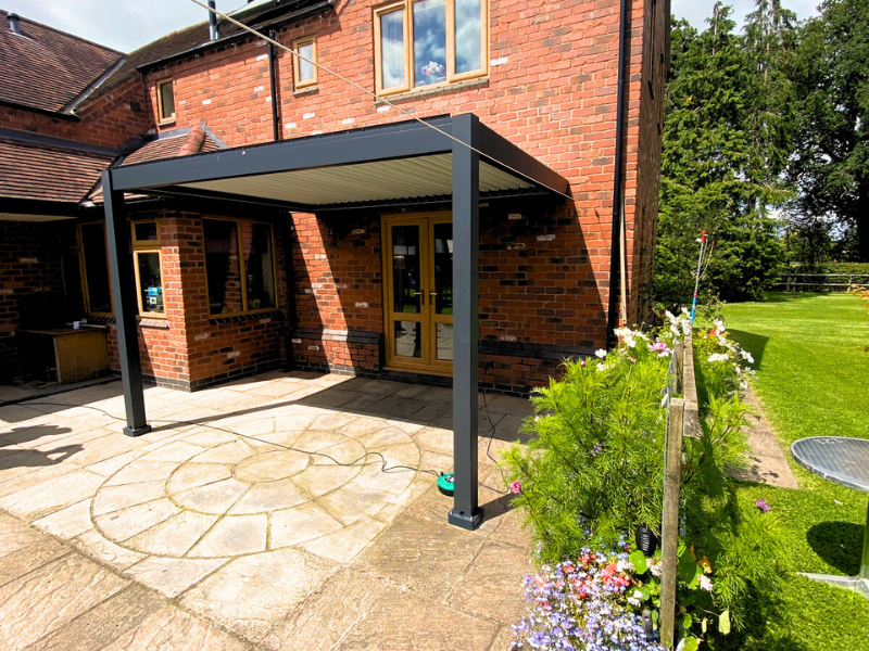 Eclipse 3.6 X 3m LED Motorised Pergola | Wall Mounted-Garden Furniture Centre-Free Install,HighRange,Free Standing,Gazebos,Metal Gazebos,Eclipse Louvered Roof Gazebo Range,Eclipse Range Ranges,Eclipse Range,Wall Mounted Gazebos-{collection_title}