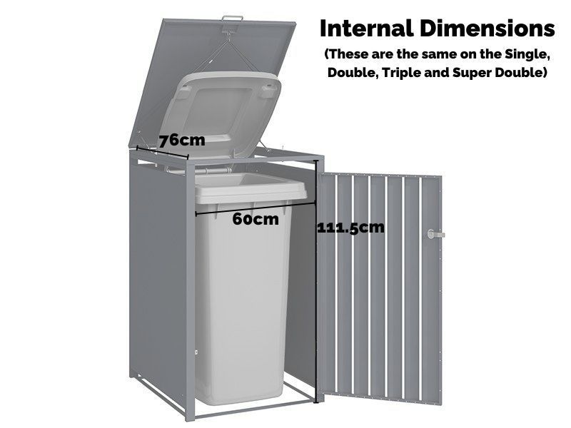 Anthracite Galvanized Steel Wheelie Bin Cover | Quad Set