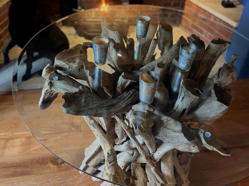 Ace Reclaimed Teak 4 Chair Round Dining Set