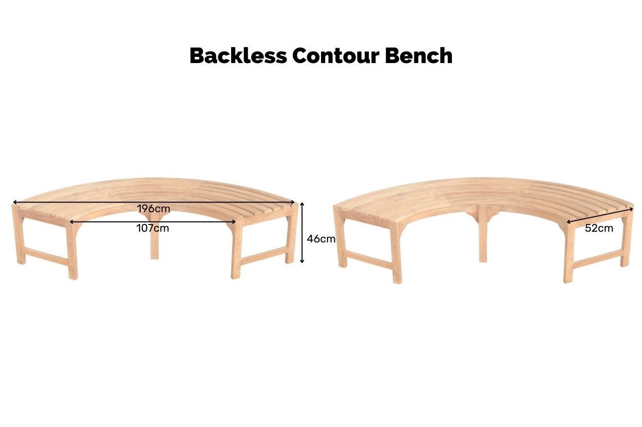 Backless Contour Bench | Pre-Order-Garden Furniture Centre-MidRange,Backless,Benches,Outdoor Furniture,Teak Benches Benches,Tree Benches,Curved Benches-{collection_title}