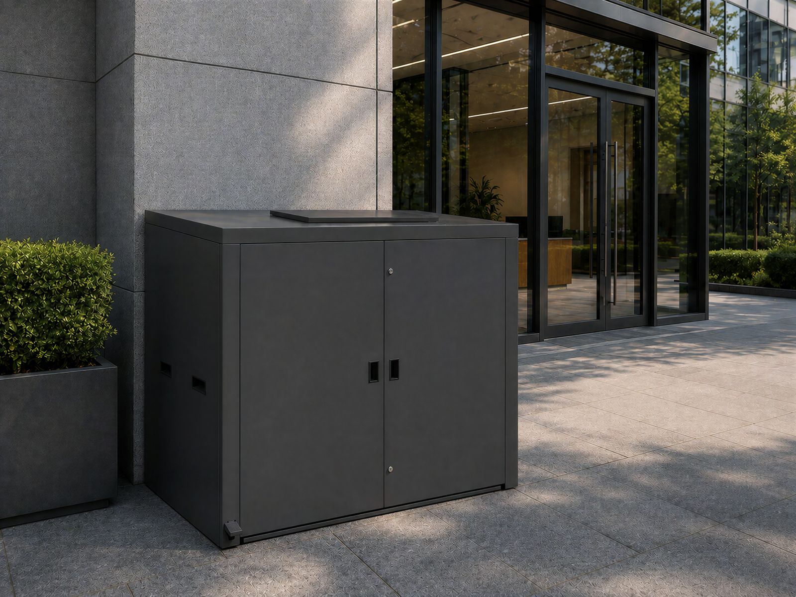 Outdoor Wheelie Bin Storage Unit with Pedal Lid | 1100L