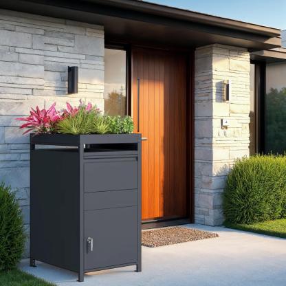 Anthracite Galvanized Steel Parcel Box With Planter