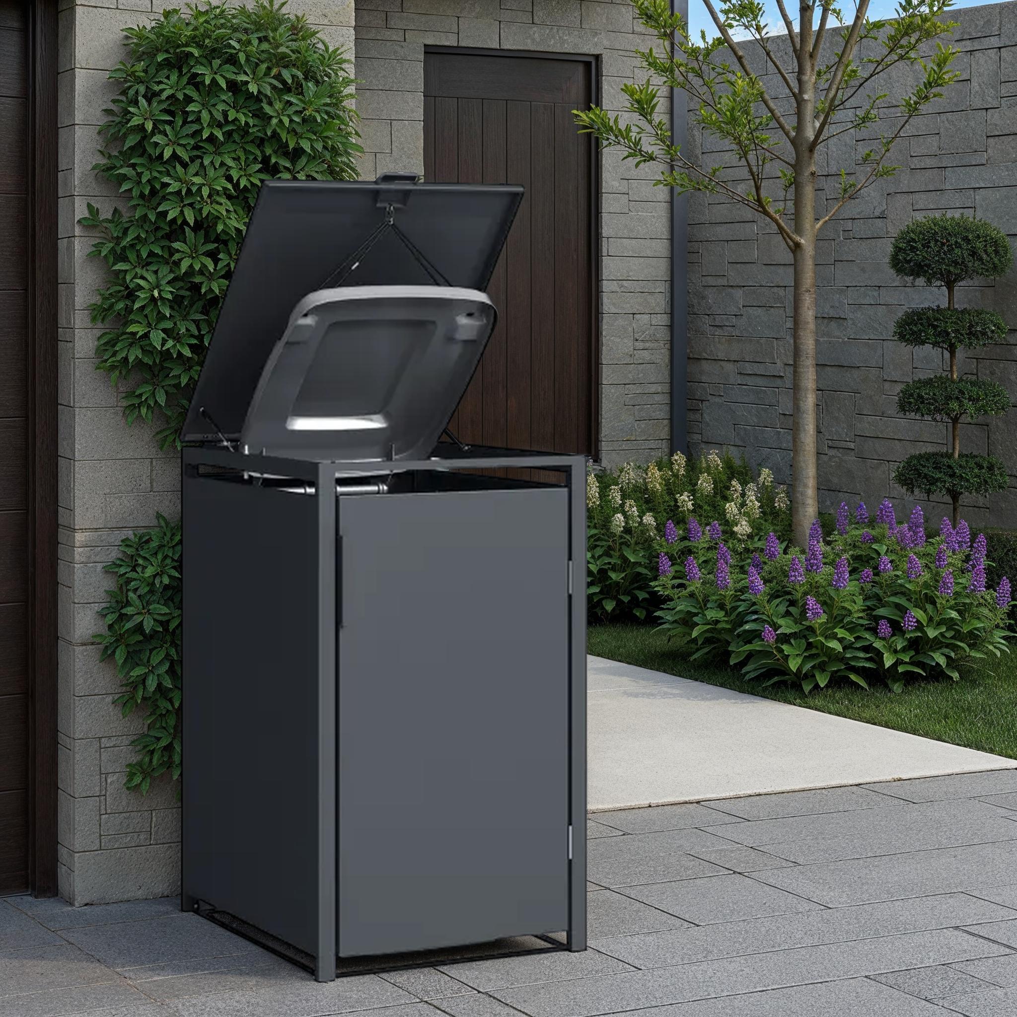  Anthracite Single Solid Panel Wheelie Bin Storage | Pre-Order for Mid-May
