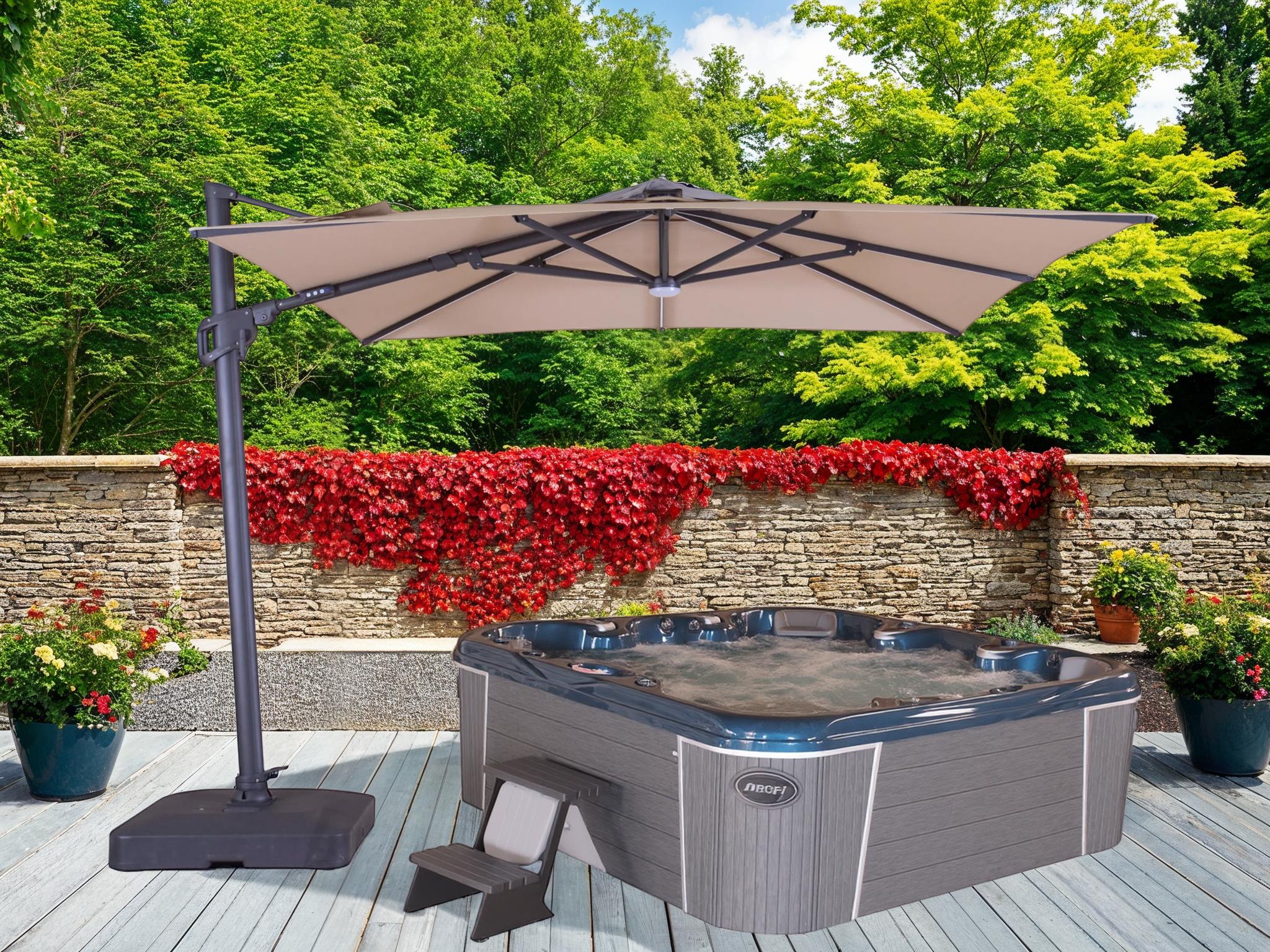 Sicily 3M Square Cantilever Parasol With LED Lights | Pre-Order