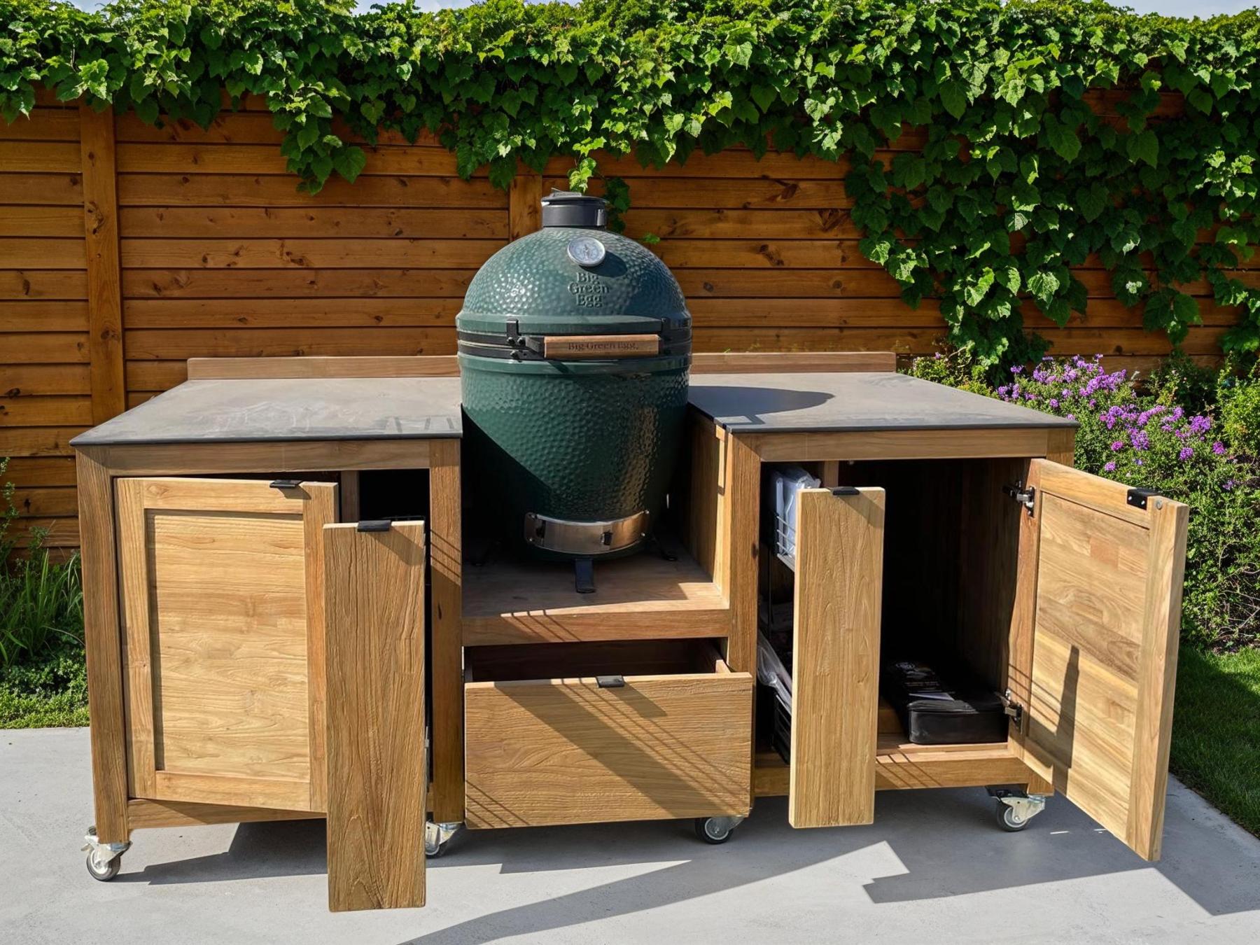 Big Green Egg Island On Wheels | Bari-Garden Furniture Centre-HighRange,Reclaimed Furniture,Bari,Outdoor Furniture,Outdoor Kitchens,The Bari Outdoor Kitchen Range,Outdoor Kitchen,Modular Furniture-{collection_title}