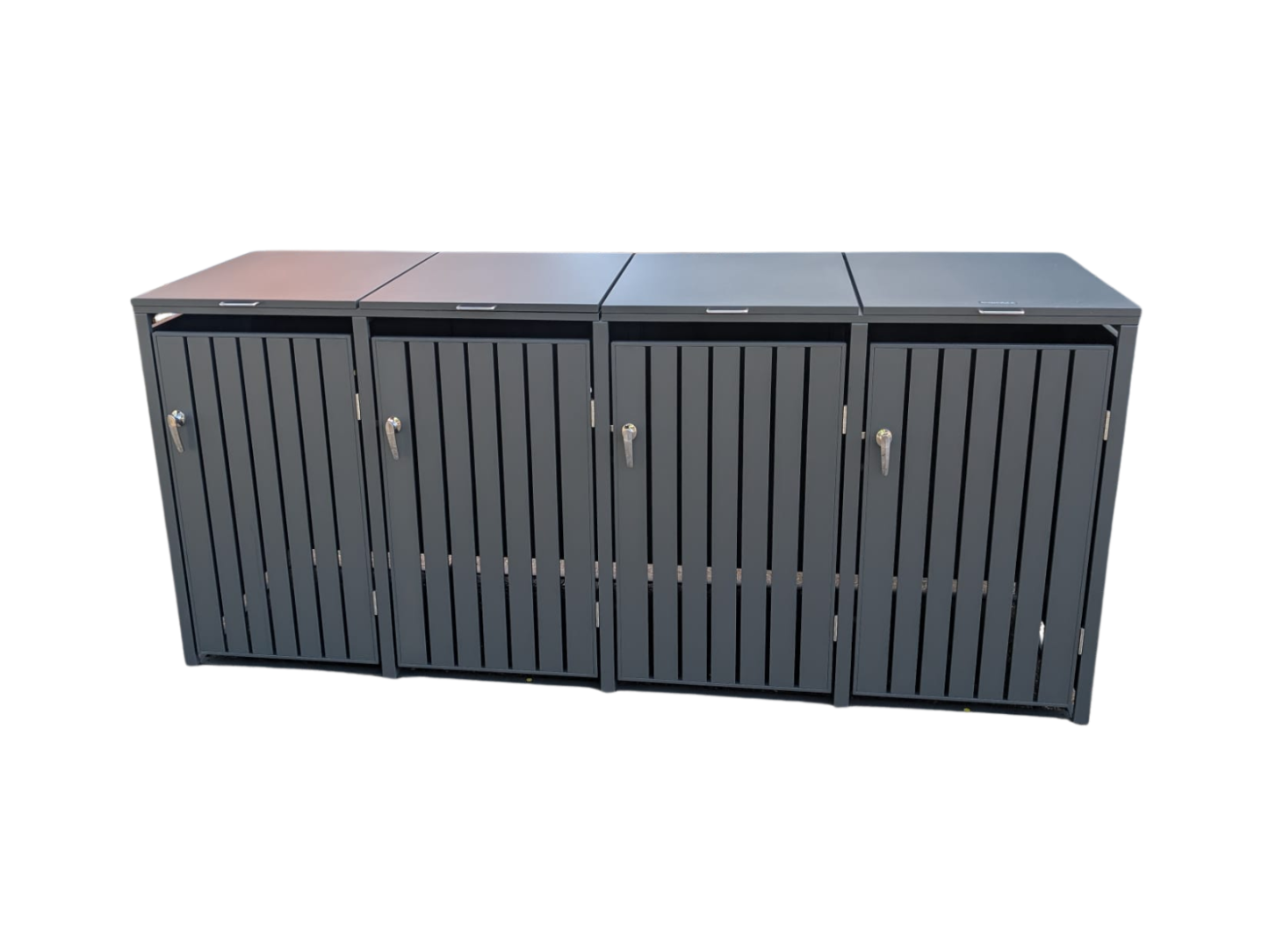 Anthracite Galvanized Steel Wheelie Bin Cover | Quad Set