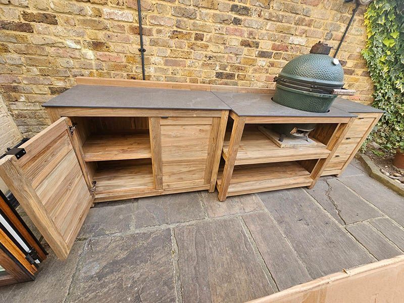 Bari Kitchen Big Green Egg Table Fixed Unit | Bari -Garden Furniture Centre-HighRange,Reclaimed Furniture,Bari,Modular Furniture,Outdoor Furniture,Teak Garden Furniture,Outdoor Kitchens,The Bari Outdoor Kitchen Range-{collection_title}