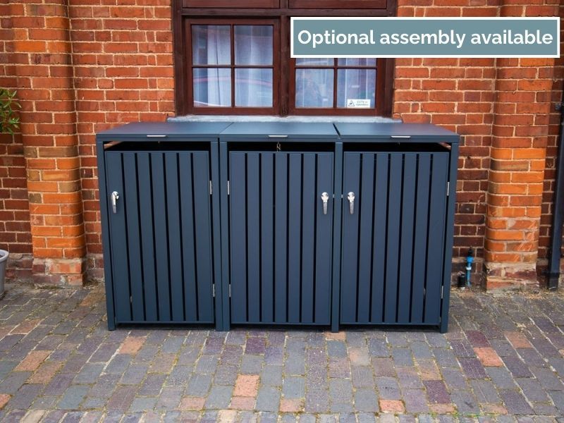 Anthracite Galvanised Steel Wheelie Bin Cover | Triple