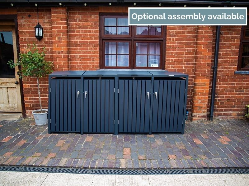 Anthracite Galvanized Steel Wheelie Bin Cover | Quad Set