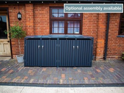 Anthracite Galvanized Steel Wheelie Bin Cover | Quad Set