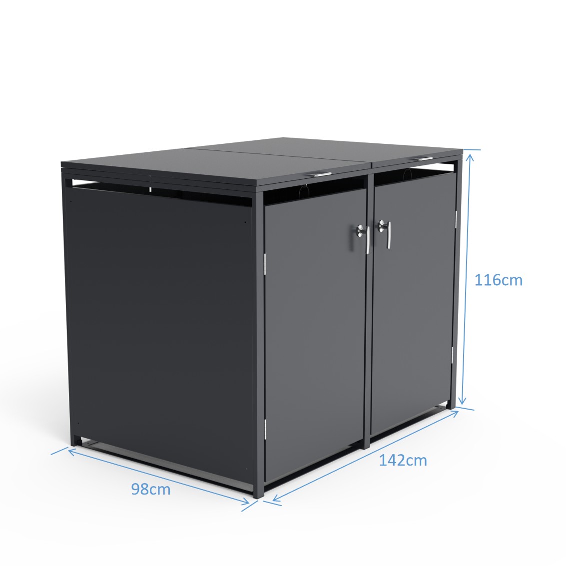 Anthracite 360L Double Panel Single Wheelie Bin Cover