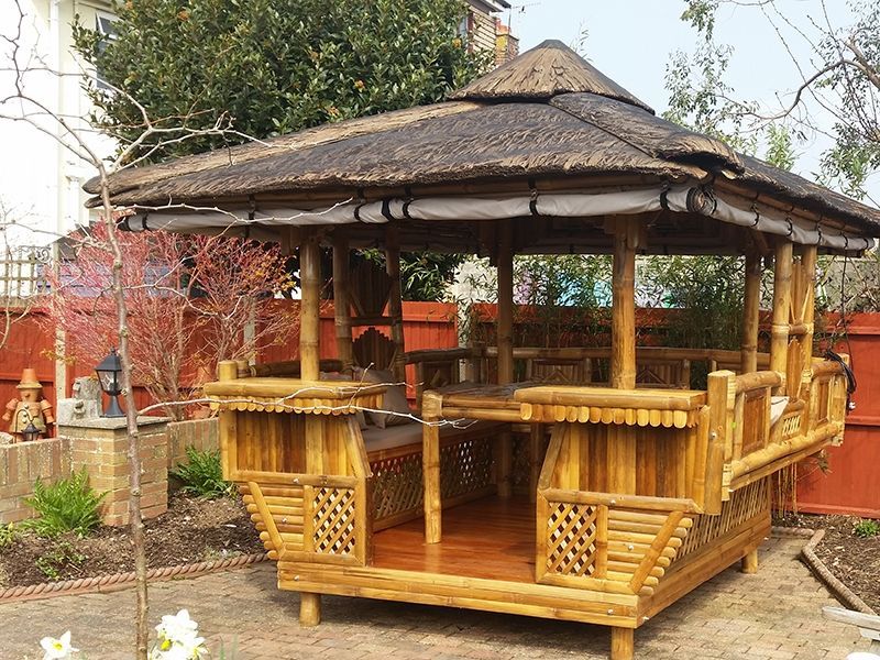 Bamboo Gazebo Square 10ft X 11.6ft-Garden Furniture Centre-HighRange,Gazebos,Wooden Gazebos Gazebos,Wooden Gazebos-{collection_title}
