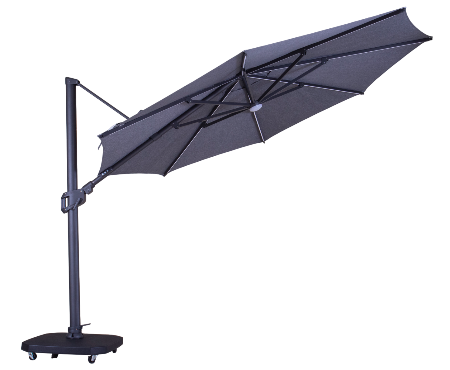 Sicily 3.5M Dia Square Cantilever Parasol With LED Lights | Grey