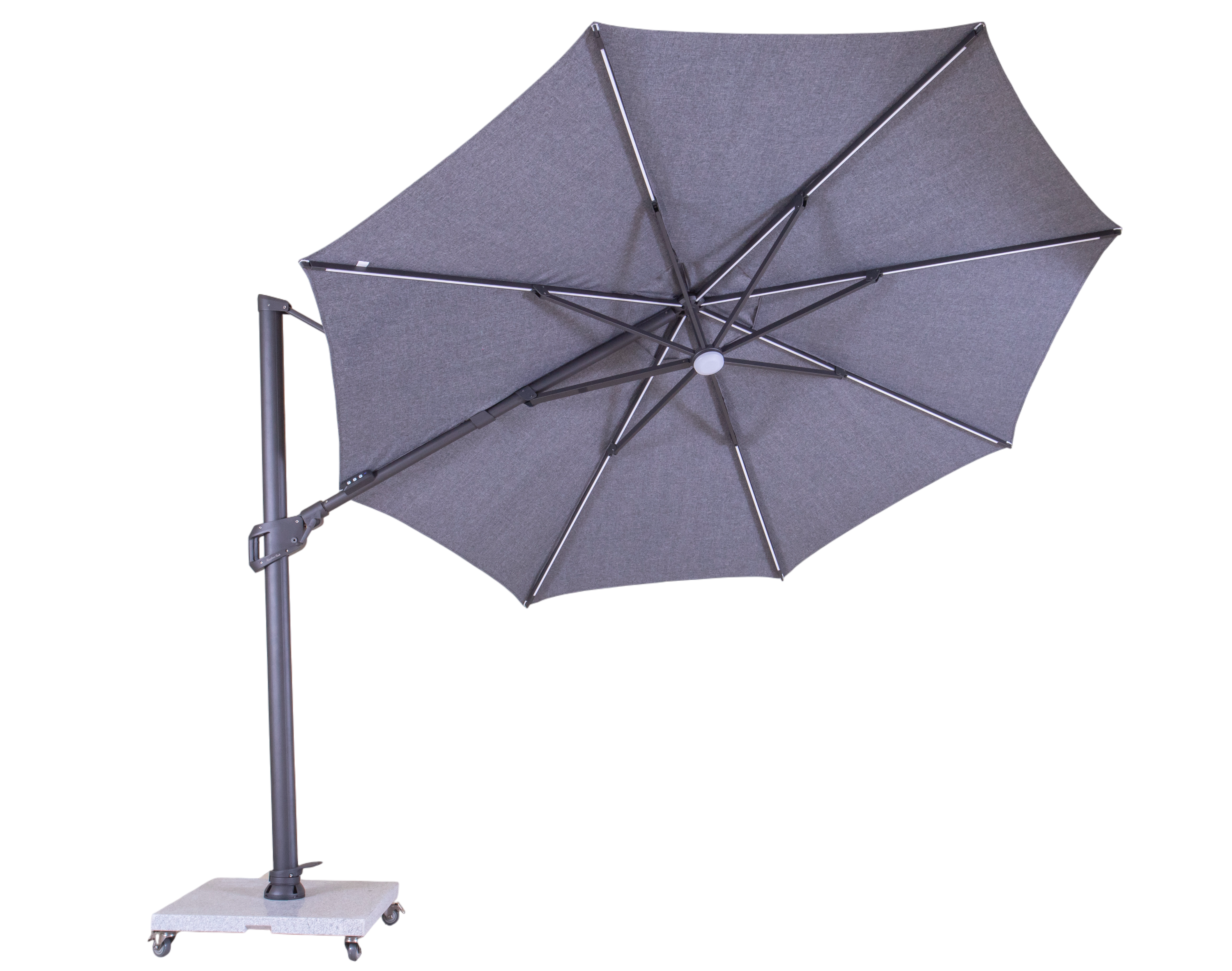 Sicily 3.5M Dia Square Cantilever Parasol With LED Lights | Grey