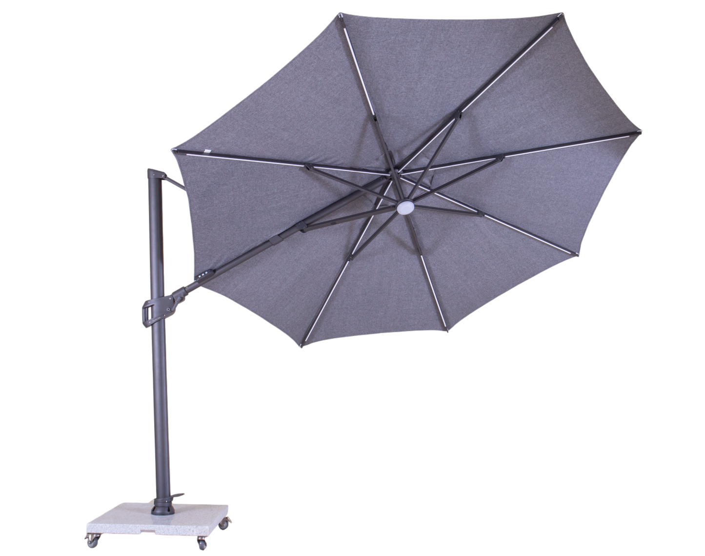 Sicily 3.5M Dia Square Cantilever Parasol With LED Lights | Grey