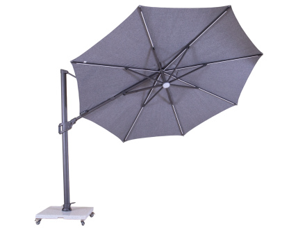 Sicily 3.5M Dia Square Cantilever Parasol With LED Lights | Grey