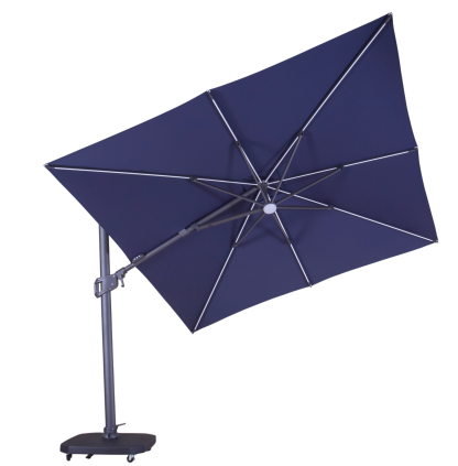 Sicily 3M Square Cantilever Parasol With LED Lights | Navy Blue