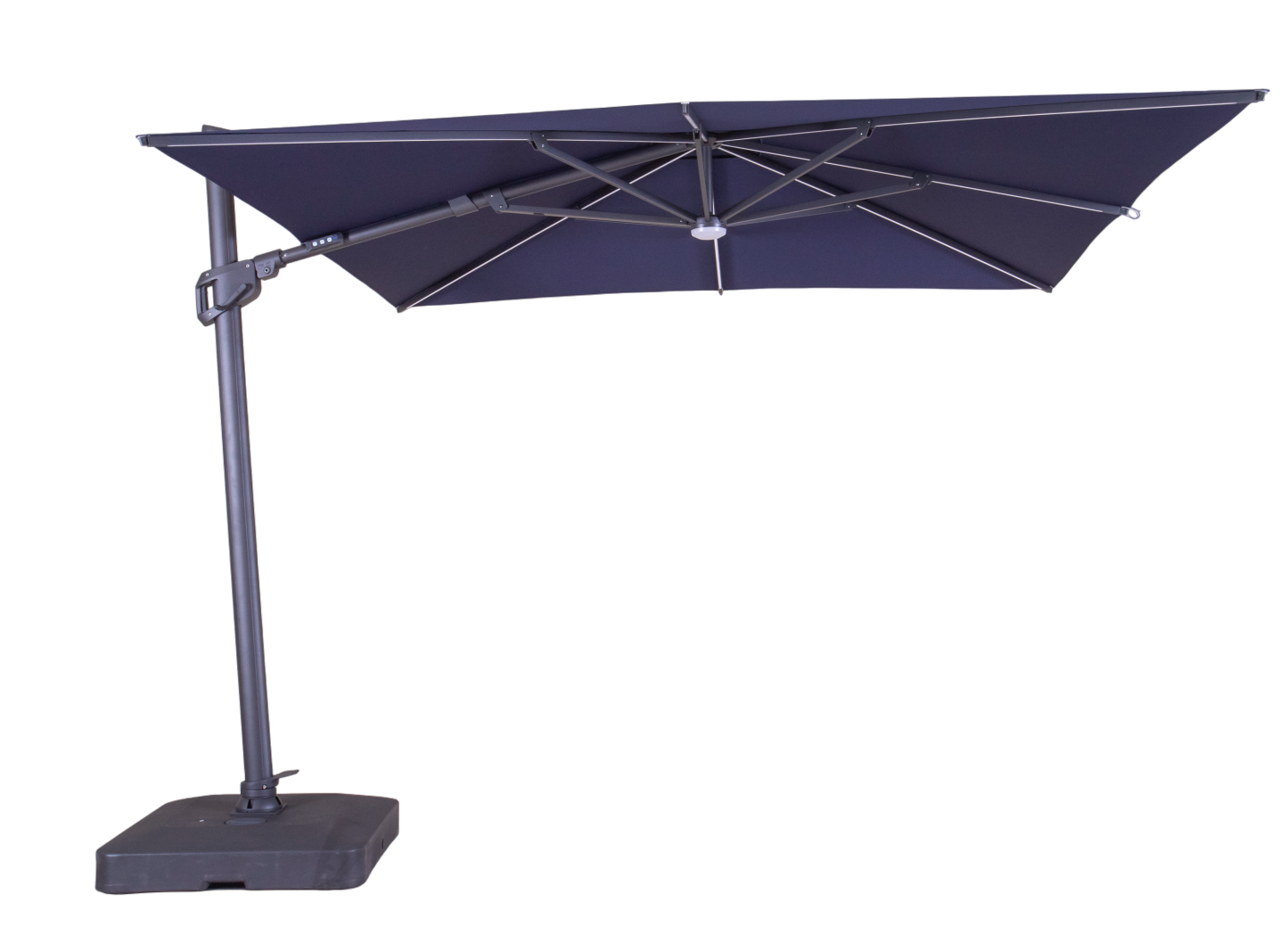 Sicily 3M Square Cantilever Parasol With LED Lights | Navy Blue