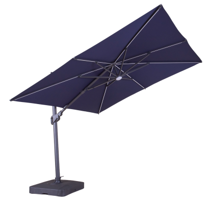 Sicily 3M Square Cantilever Parasol With LED Lights | Navy Blue