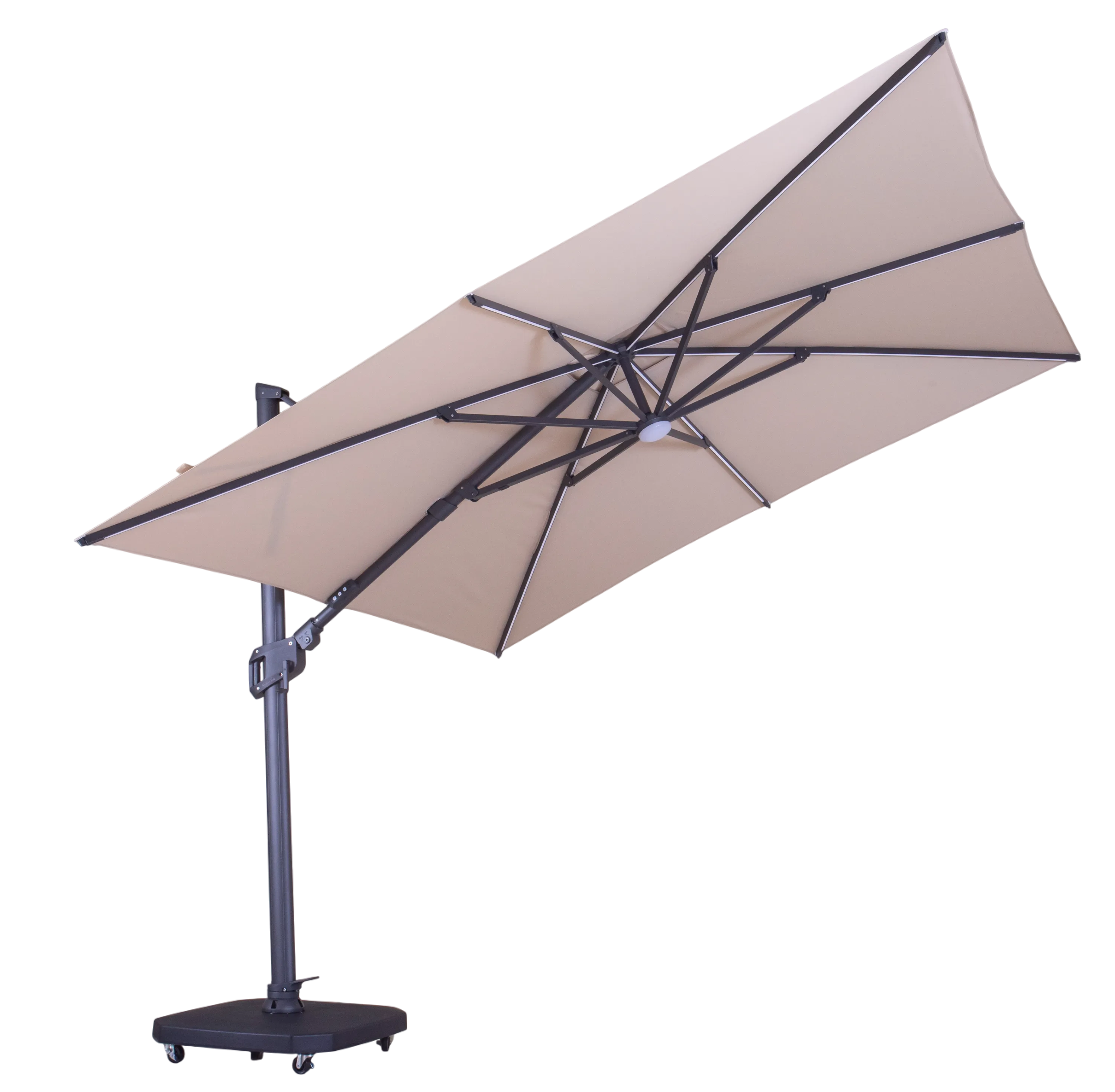 Sicily 3M Square Cantilever Parasol With LED Lights | Pre-Order