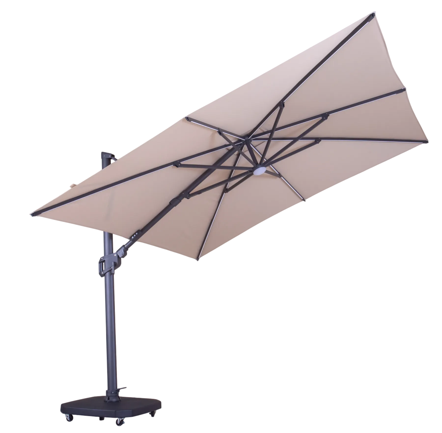 Sicily 3M Square Cantilever Parasol With LED Lights-Garden Furniture Centre-MidInstock,instock,MidRange,Cantilever Parasols,Cantilever Parasols Parasols,Parasols-{collection_title}