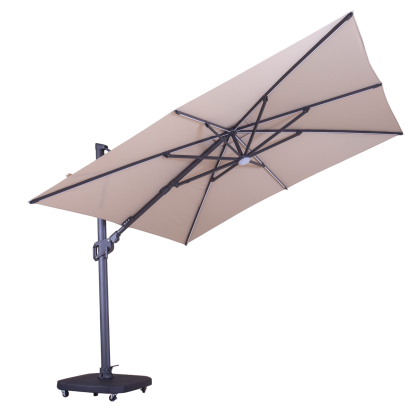 Sicily 3M Square Cantilever Parasol With LED Lights | Grey
