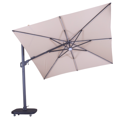 Sicily 3M Square Cantilever Parasol With LED Lights | Grey