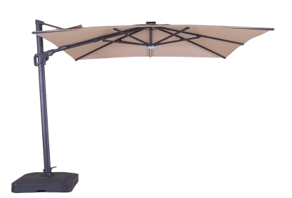 Sicily 3M Square Cantilever Parasol With LED Lights | Grey