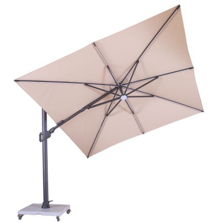 Sicily 3M Square Cantilever Parasol With LED Lights | Grey