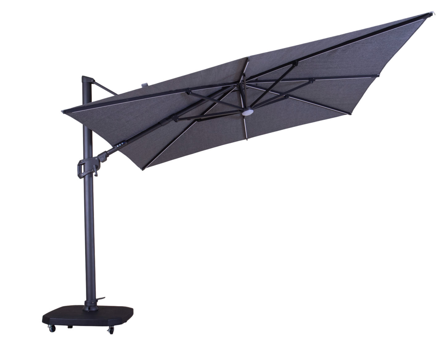 Sicily 3M Square Cantilever Parasol With LED Lights | Grey 