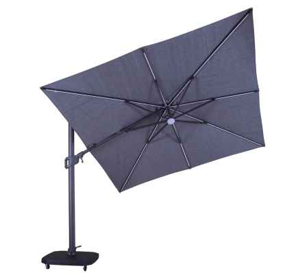 Sicily 3M Square Cantilever Parasol With LED Lights | Grey 
